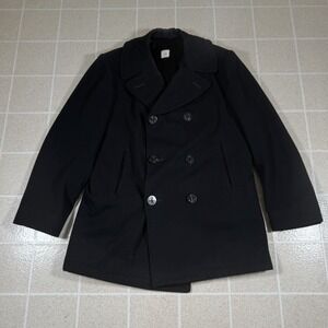 US Navy Pea Coat Mens 42R Sterlingwear Boston Wool USN Military Anchor Buttons